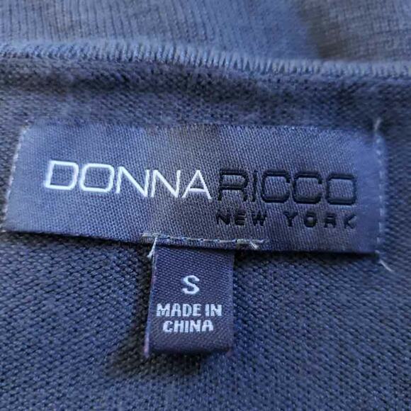 Donna Ricco Sweater Dress Gray Small, Short Sleeves Layer Ruffle Detail - Picture 6 of 7